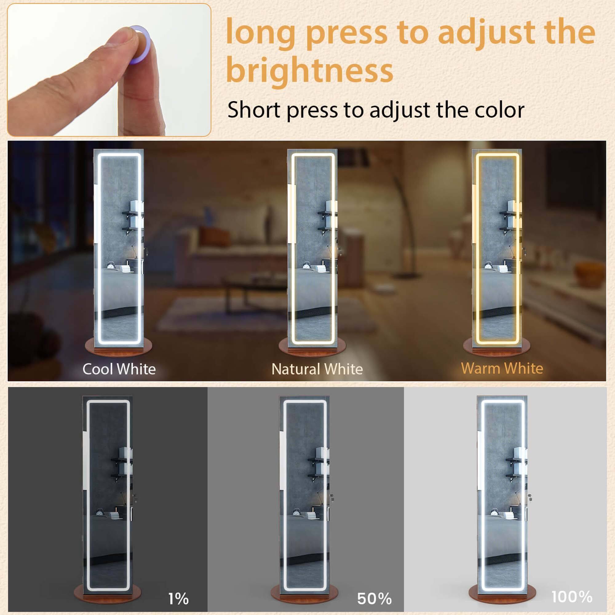 Long press to adjust the brightness Short press to adjust the color Cool White Natural White Warm White 1% 50% 100%