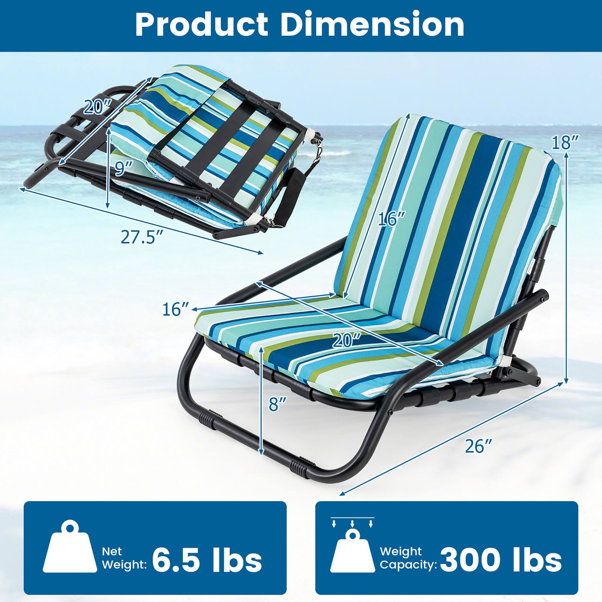 Product Dimension

- 20" (width)
- 9" (height)
- 27.5" (length)
- 18" (height)
- 16" (depth)
- 16" (depth)
- 20" (width)
- 8" (height)
- 26" (length)

Net Weight: 6.5 lbs

Weight Capacity: 300 lbs