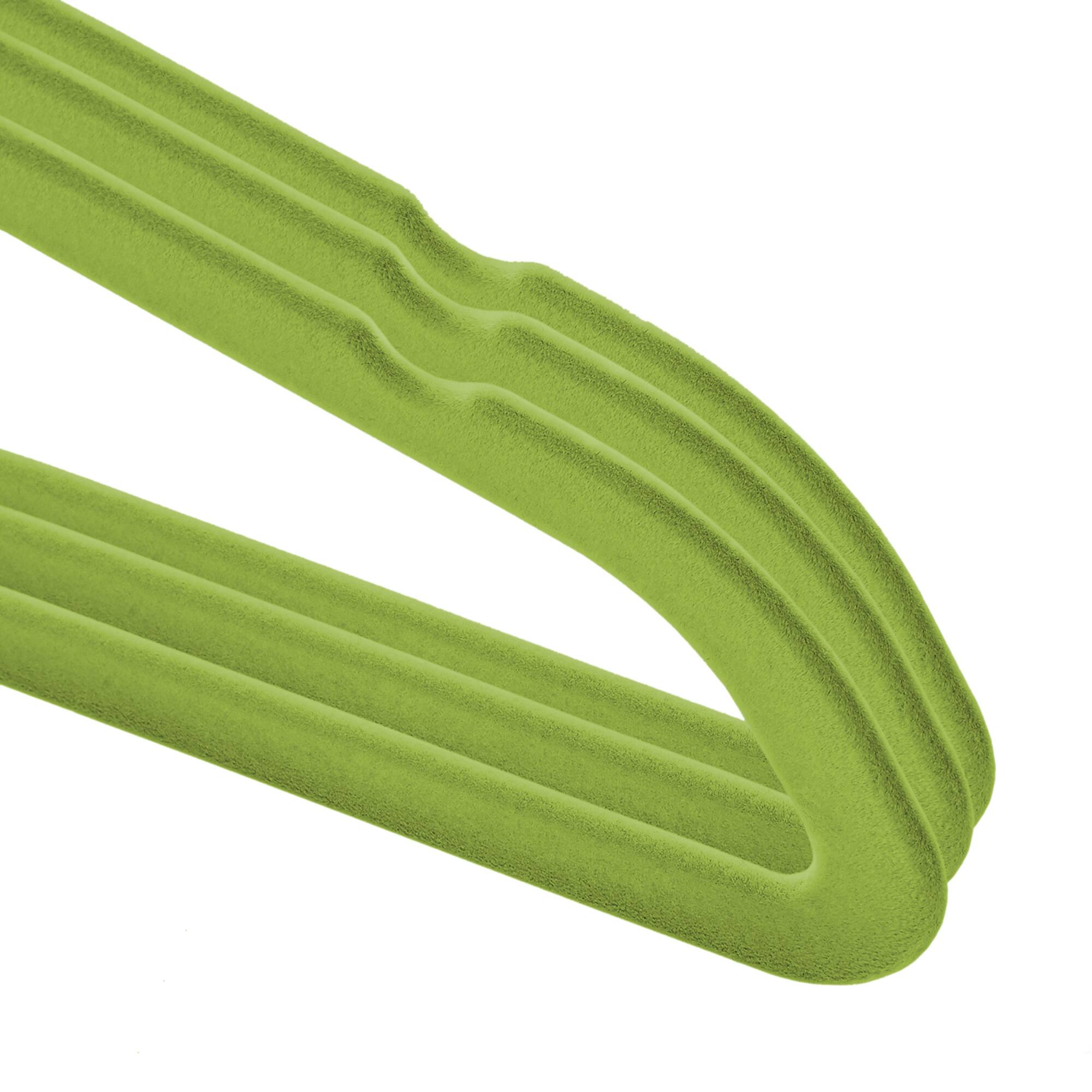 Alt View 2. Casafield - 100 Velvet 11-in Baby Hangers - Lime Green.