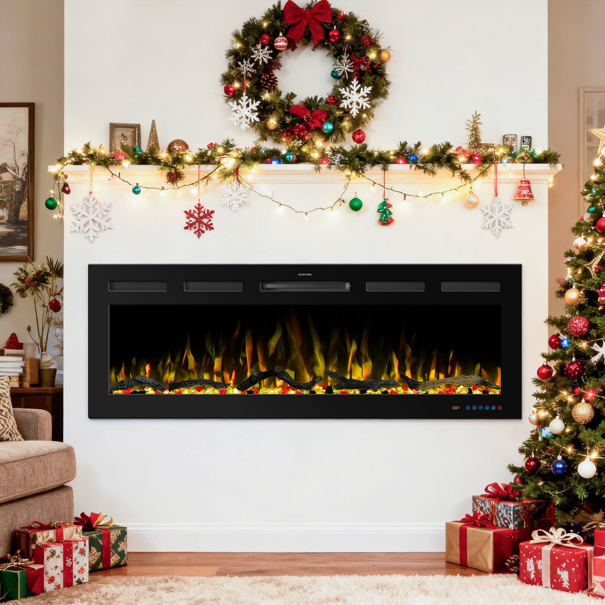 "Ihomeadore - 50"" Smart Recessed Wall-Mounted Electric Fireplace Insert with APP and Remote, Multi-Color Flame & Speed - Black" price history on PriceWatchPro
