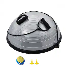VEVOR - Half Exercise Ball Trainer, 23 inch Balance Ball Trainer, 660lbs Capacity Stability Ball,Yoga Ball with Resistance Bands - Gray
