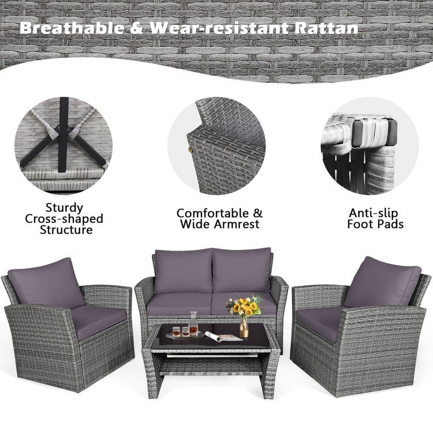 Breathable & Wear-resistant Rattan  
Sturdy Cross-shaped Structure  
Comfortable & Wide Armrest  
Anti-slip Foot Pads