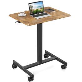 Stylel Star - Sweetcrispy Small Mobile Rolling Standing Desk - Overbed Table, Teacher Podium with Wheels, Adjustable Work Table - Modern Rustic Brown
