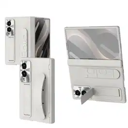Dteck - Full Body Case for Samsung Galaxy Z Fold8,Shockproof Slim Stand Cover with Hinge Protection,Built-in Screen Protector - White
