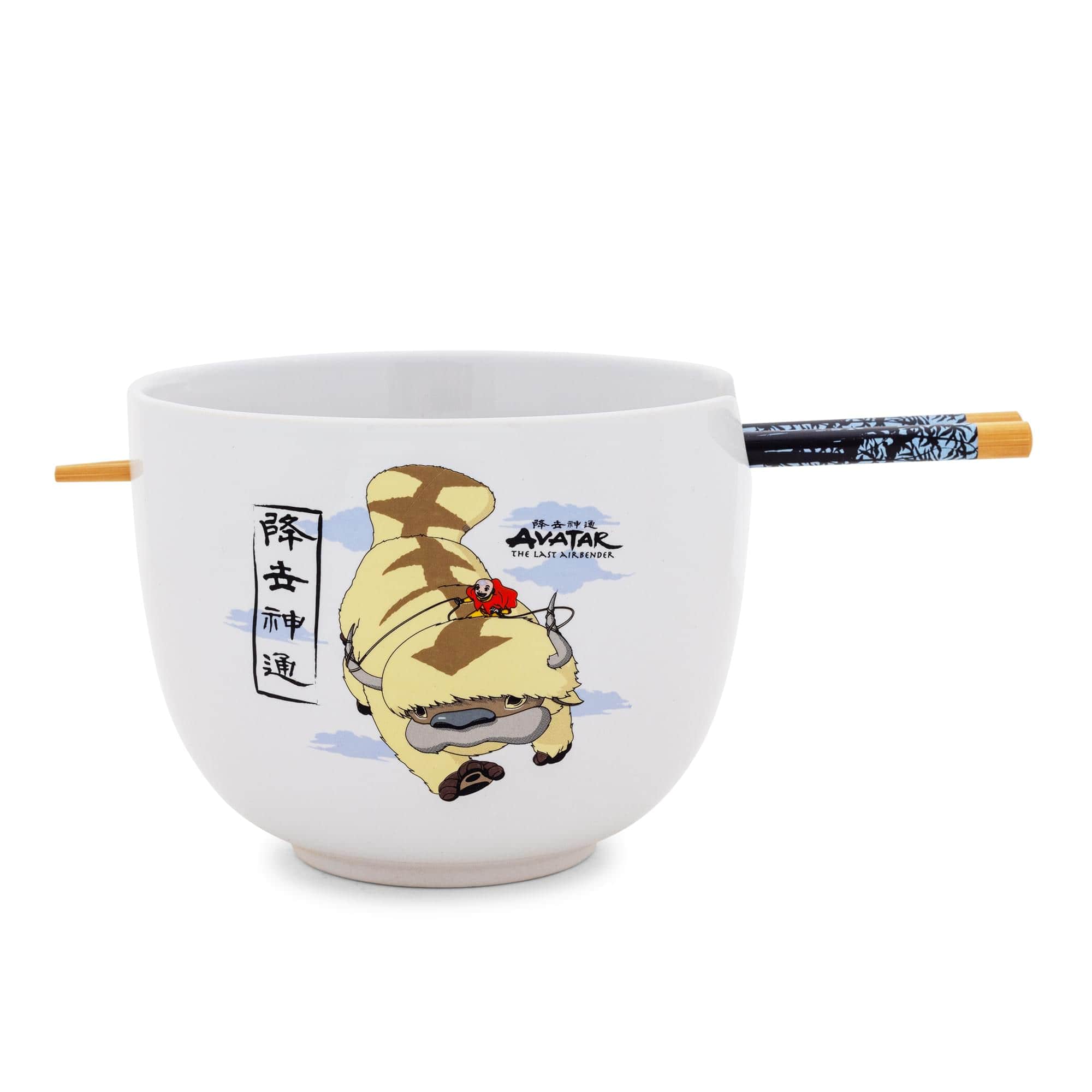 Silver Buffalo - Avatar: The Last Airbender Aang and Appa Ceramic Ramen Bowl and Chopstick Set - White