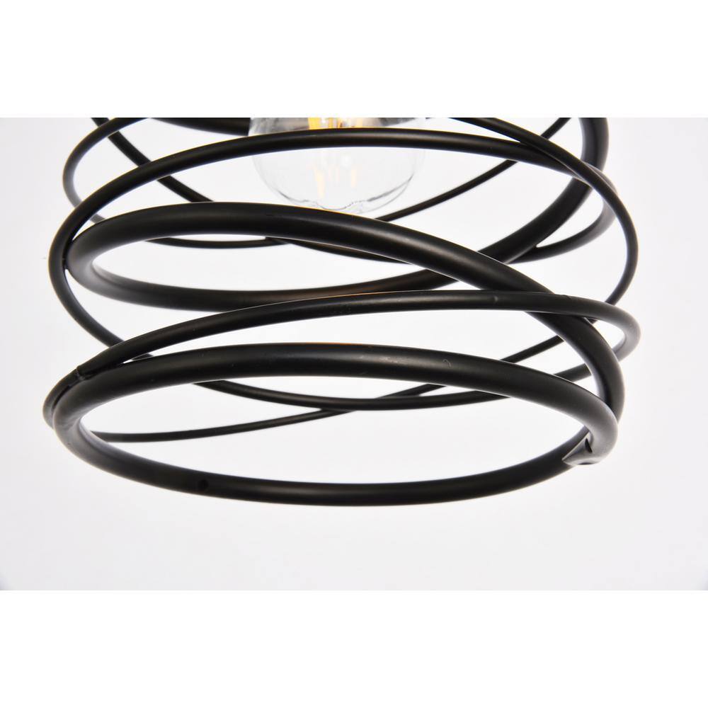 Back. Living District - Hopper Collection Pendant D7.9 H11.8 Lt:1 Black Finish - Black.