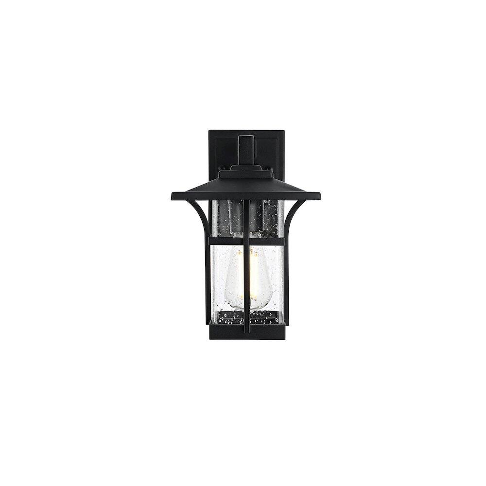 Back. Elegant Lighting - Woodstock 7 inch Outdoor Pendant in Black - Black.