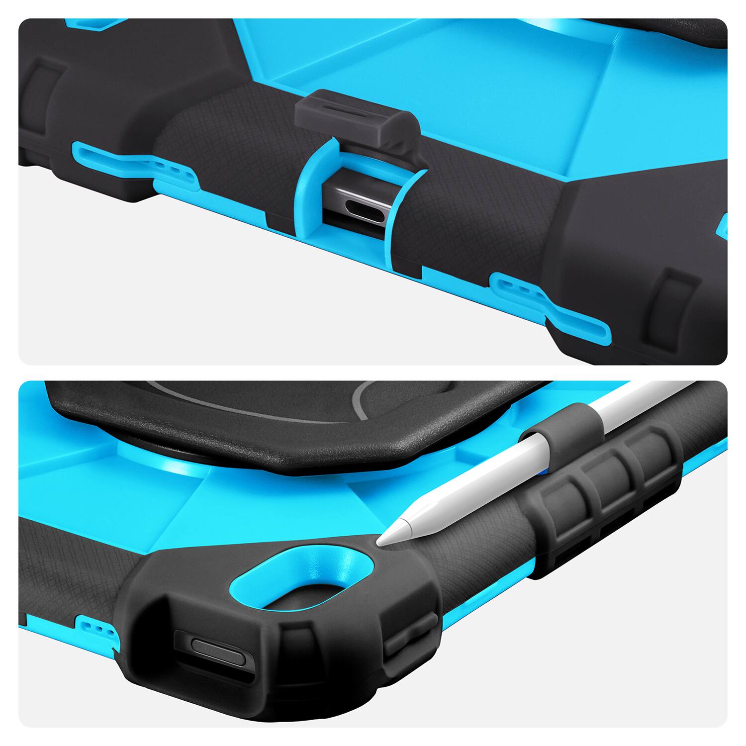 Alt View 1. Vena - For Apple iPad A16 Case for Kids, iPad A16 10th/11th Case, 360° Rotating Hand Strap Stand Cover for iPad A16 10.9" Blue - Blue.