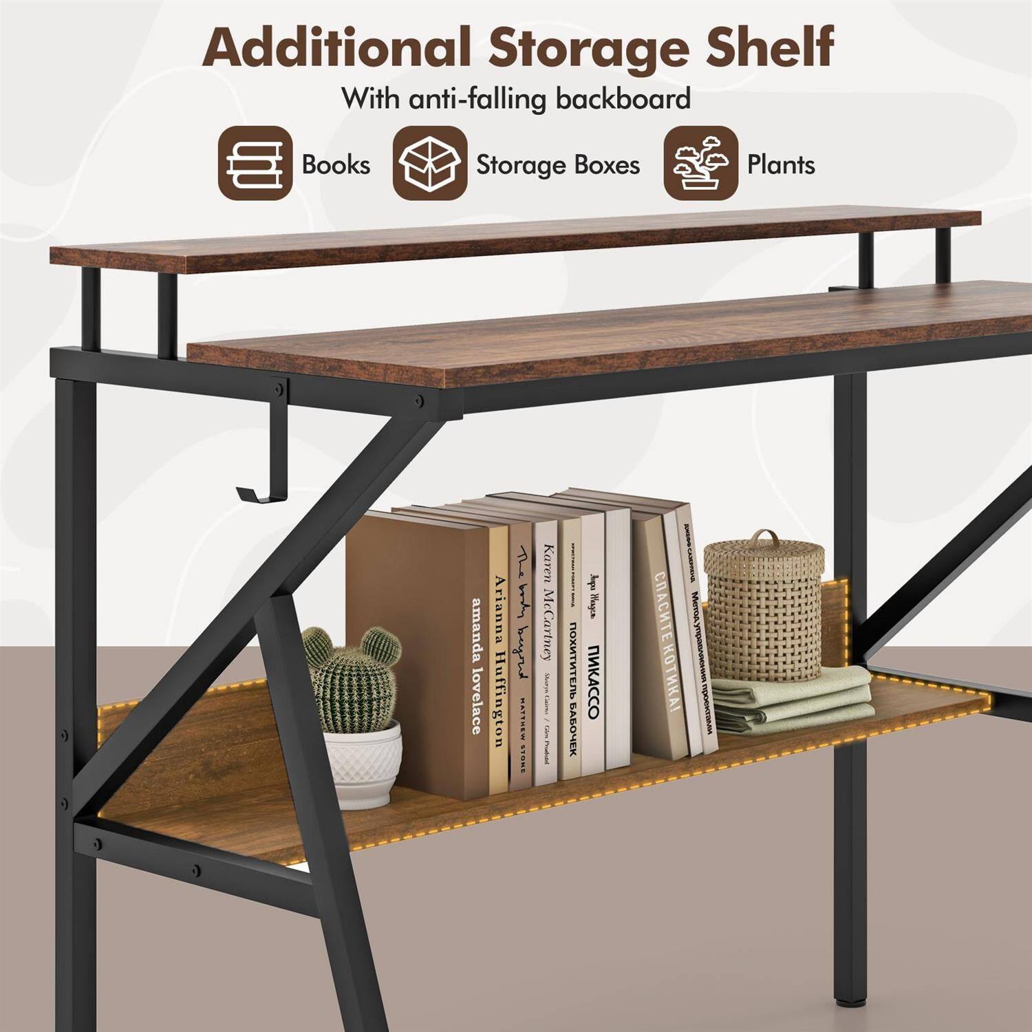 Additional Storage Shelf  
With anti-falling backboard  
Books  
Storage Boxes  
Plants  

Arianna  
Amanda Lovelace  
Huffington  
McCartney  
Kare  
Pepper  
Amanda  
Haga  
Wentan  
Inoes  
Api  
Nac  
Oh!
