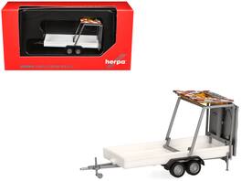 Road Maintenance Trailer with Striped Top 1/87 (HO) Plastic Model by Promotex - White