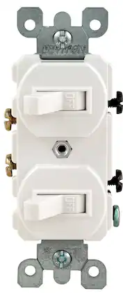 Leviton - 109-05224-WSP Combo 2-Single Pole Toggle Switch - White