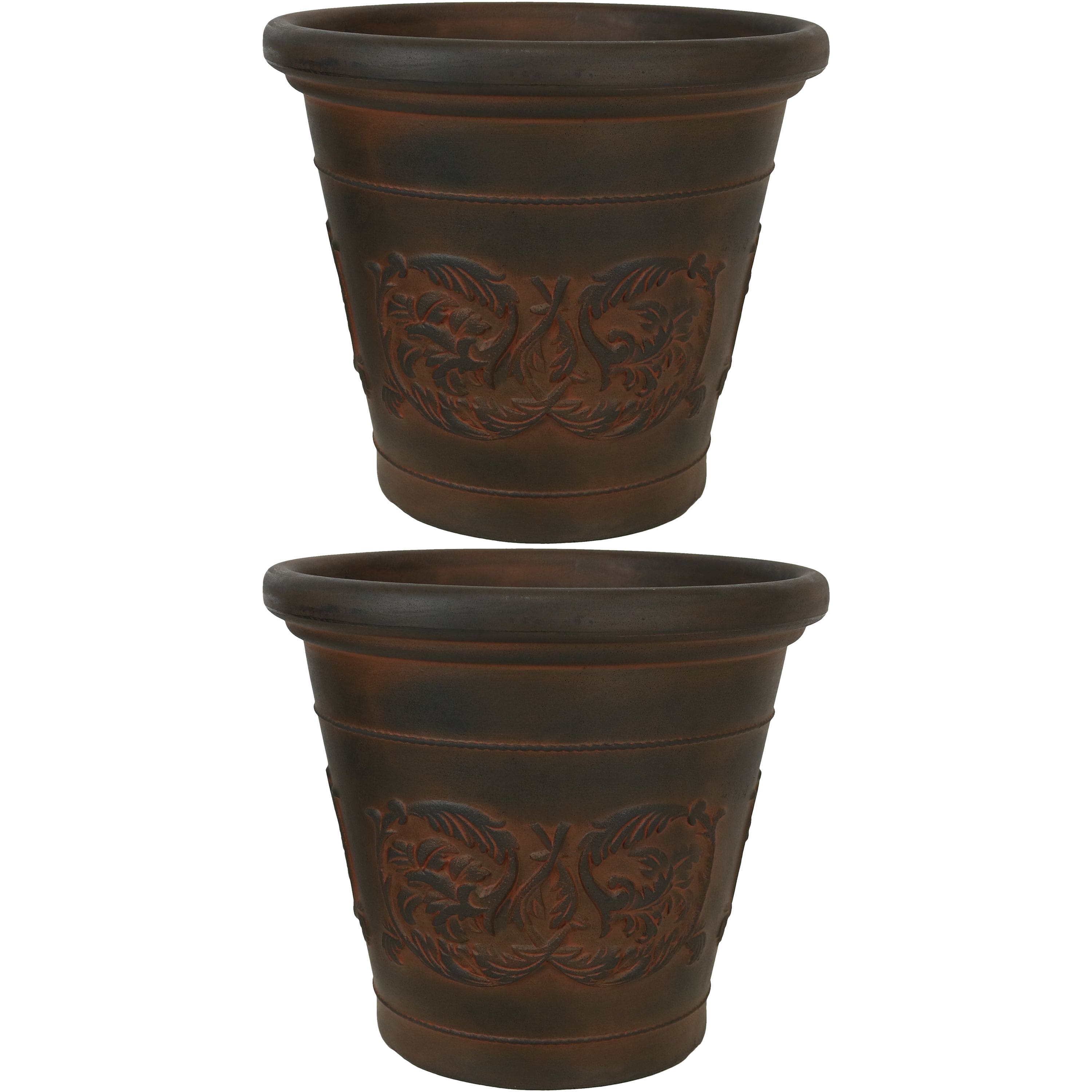 Sunnydaze - 16 in Arabella Dual-Wall Polyresin Planter - Set of 2 - Rust price history on PriceWatchPro