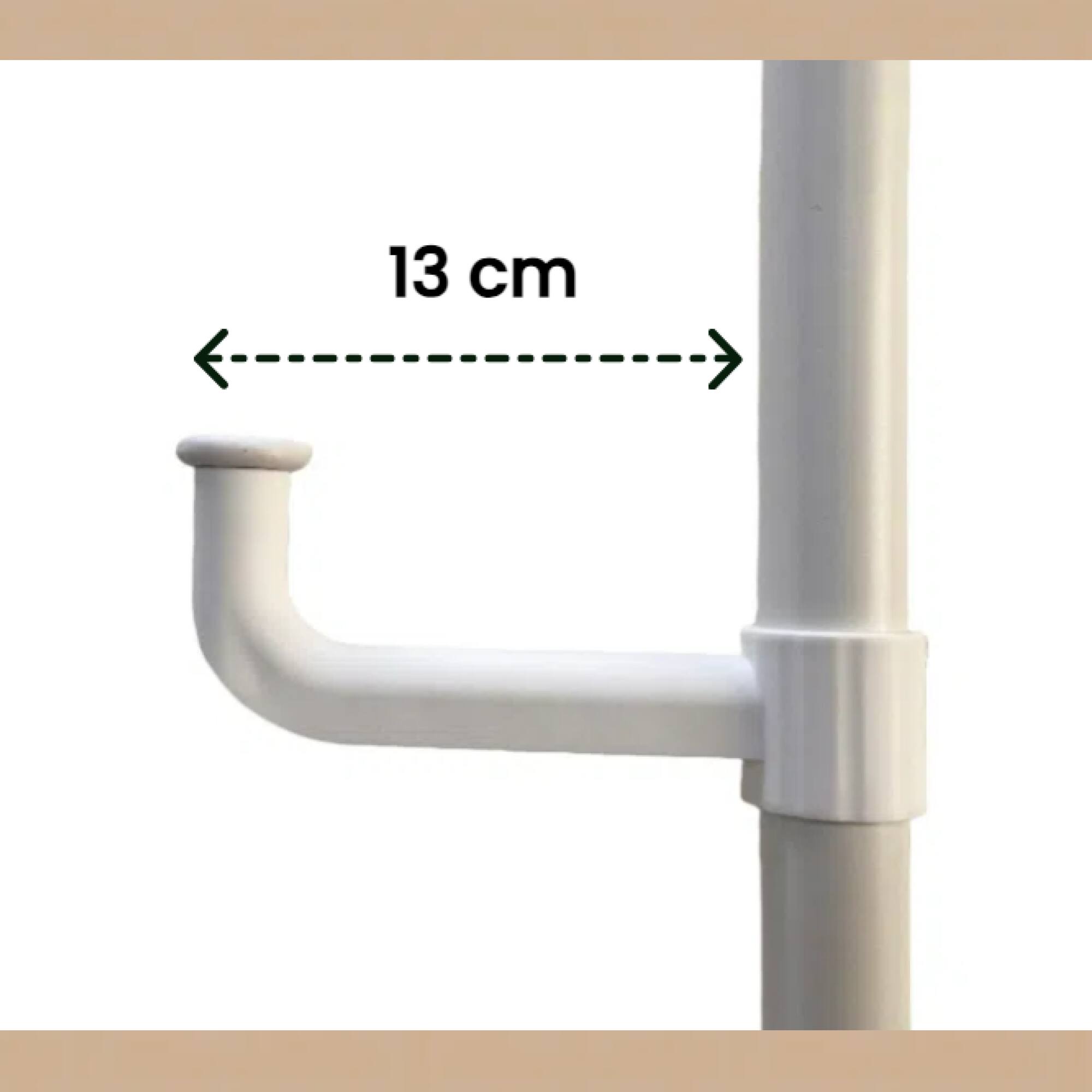 Angle. GOODSILO - Adjustable Tension Pole Laundry Drying Rack with Rotating Hooks for Vertical Space Organization in Home and Balcony - White.