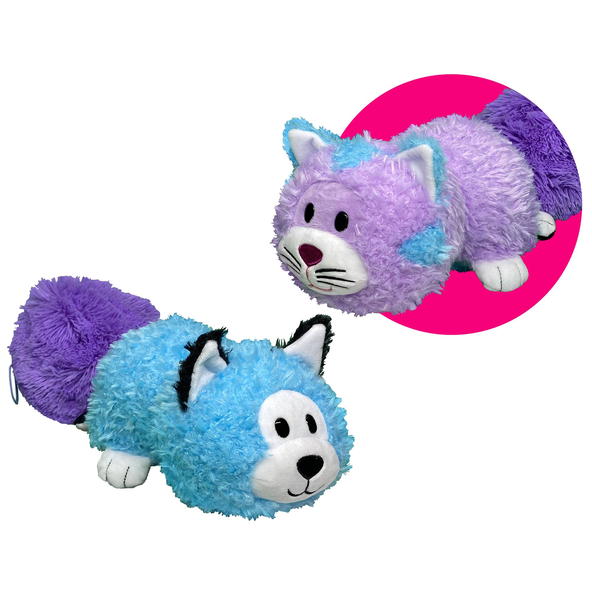 Front. FlipaZoo - FlipaZoo: Magic Tails - Purple Cat to Blue Husky - 2-In-1 Animal Plush.