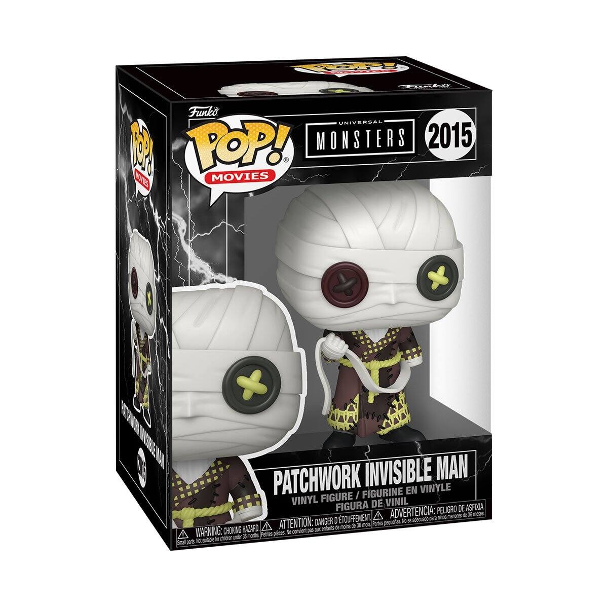 Funko POP! Movies  
Universal Monsters 2015  
Patchwork Invisible Man  
Vinyl Figure / Figurine en Vinyle / Figura de Vinil  
Warning: Choking Hazard - Small parts. Not for children under 3 years.  
Attention: Danger d'étouffement - Petites pièces. Ne convient pas aux enfants de moins de 3 ans.  
Advertencia: Peligro de asfixia - Piezas pequeñas. No es adecuado para niños menores de 3 años.