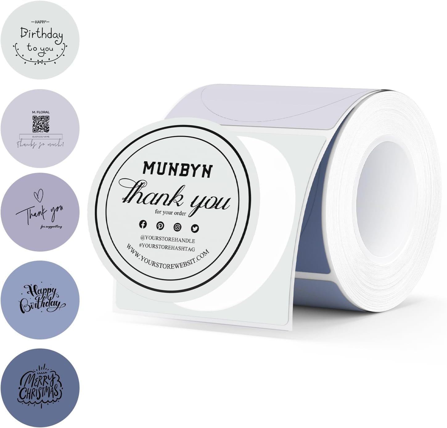 MUNBYN - 2 Inch Circle Thermal Sticker Labels, Self-Adhesive Round Thermal Labels for Classification, Baking, 150 Sheets/1 - Morandi Winter