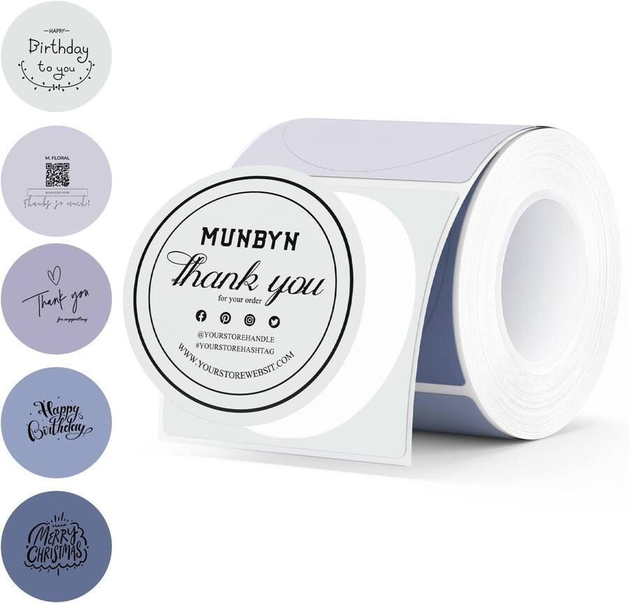 MUNBYN 2 Inch Circle Thermal Sticker Labels, Self Adhesive Round ...