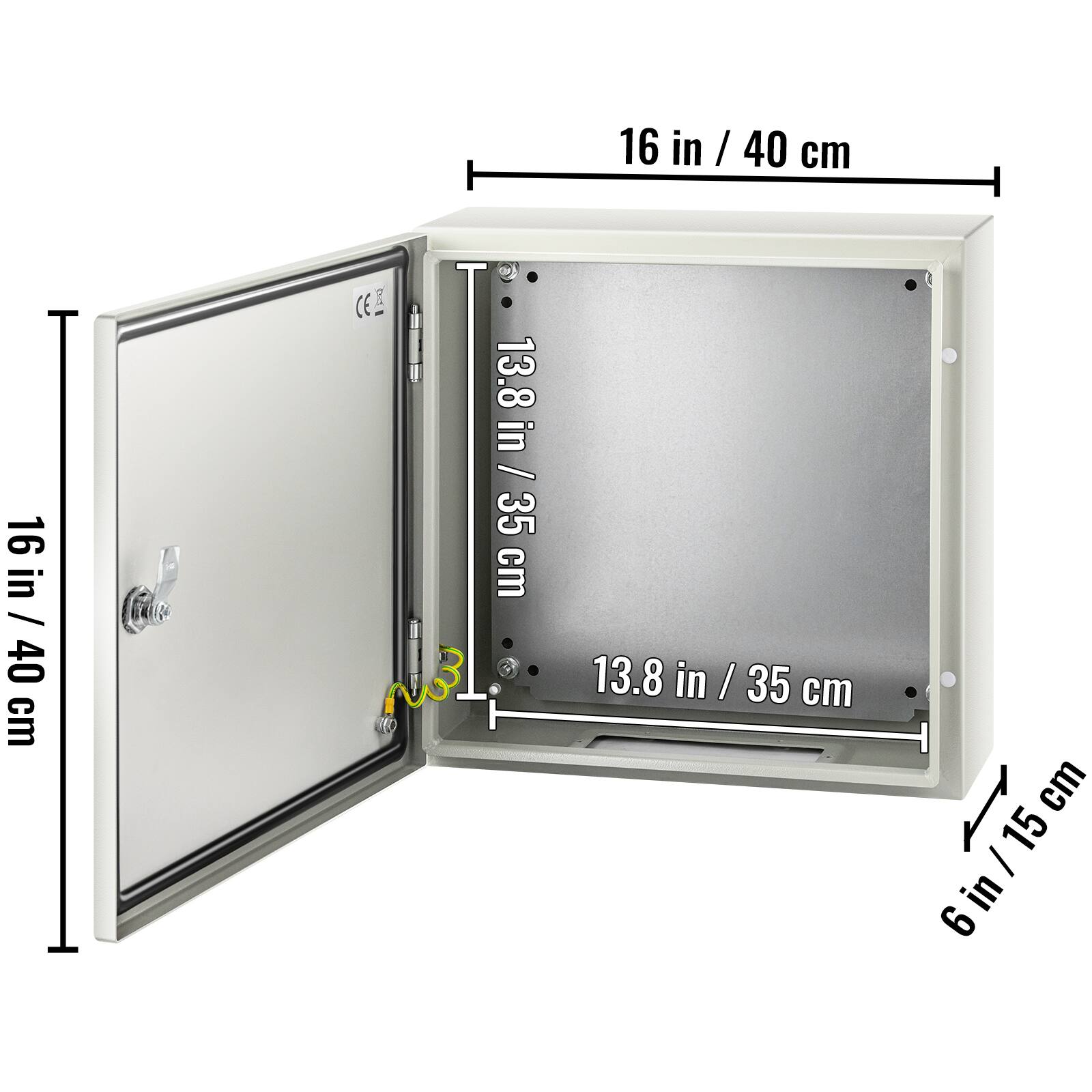 16 in / 40 cm  
13.8 in / 35 cm  
6 in / 15 cm