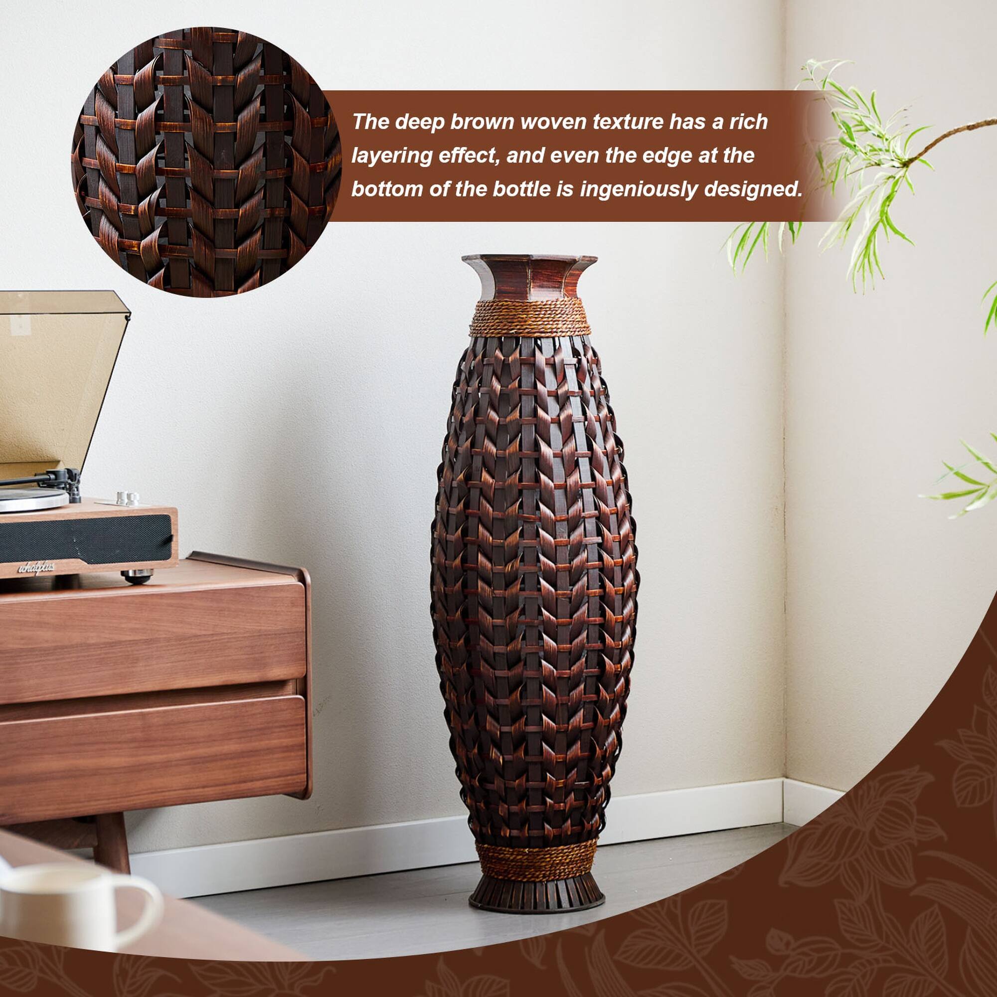 The deep brown woven texture has a rich layering effect, and even the edge at the bottom of the bottle is ingeniously designed.
