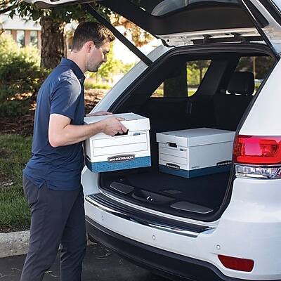 Alt View 5. Bankers Box - R-Kive Heavy Duty 60% Recycled FastFold Corrugated File Box Lift Off Lid/Blue, 20/Carton - White/Blue.