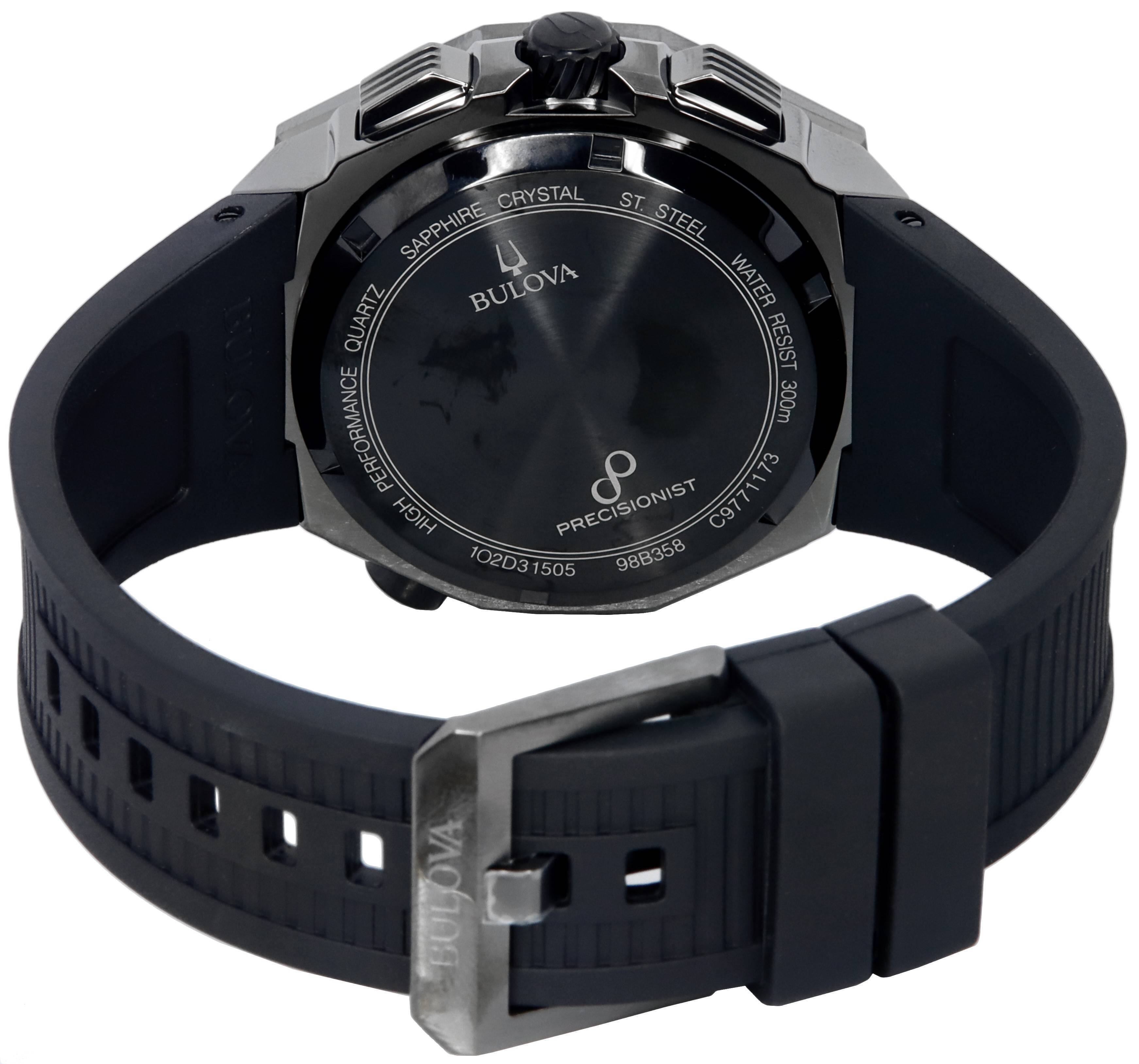 BULOVA  
PRECISIONIST  
SAPPHIRE CRYSTAL  
ST. STEEL  
WATER RESIST 300m  
PERFORMANCE QUARTZ  
HIGH PRECISIONIST  
102D31505  
98B358  
C9771173