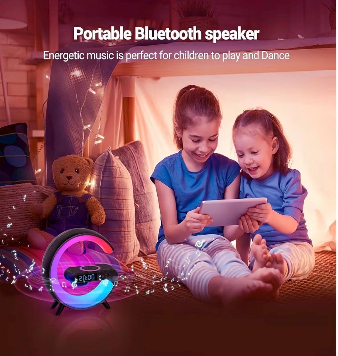 Portable Bluetooth speaker  
Energetic music is perfect for children to play and Dance