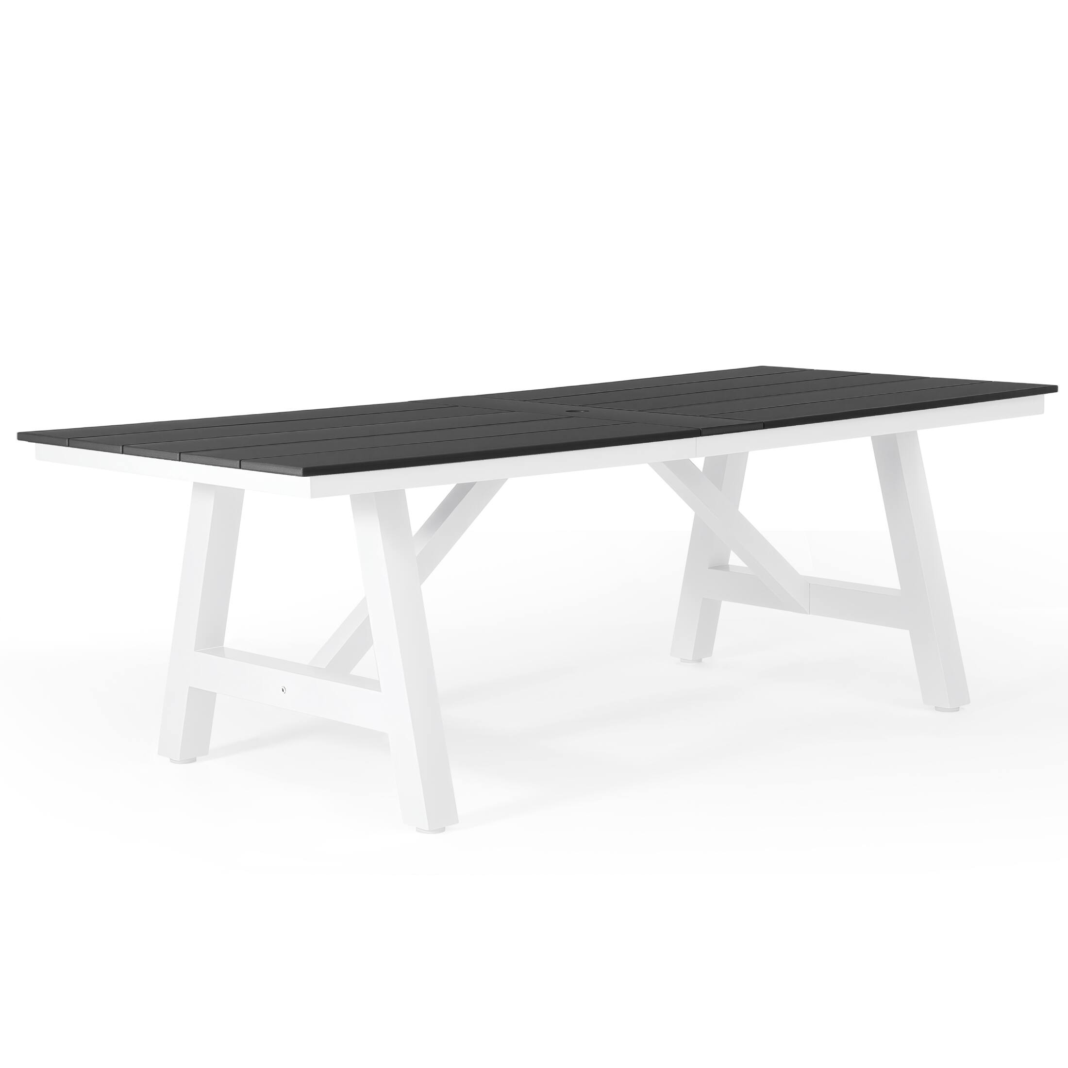 Back. WestinTrends - WestinTrends Cape May 7-Piece HDPE Outdoor Furniture Patio Dining Table With Umbrella Hole and Chairs Set For 6 - Gray.