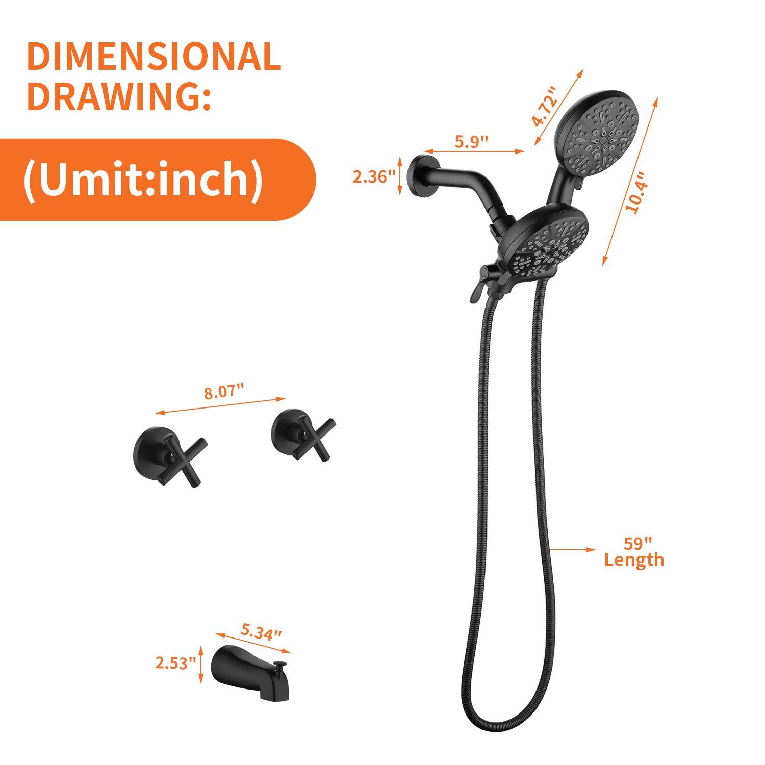 DIMENSIONAL DRAWING:  
(Umit: inch)  

- 2.36"  
- 5.9"  
- 4.72"  
- 10.4"  
- 8.07"  
- 59" Length  
- 2.53'  
- 5.34"