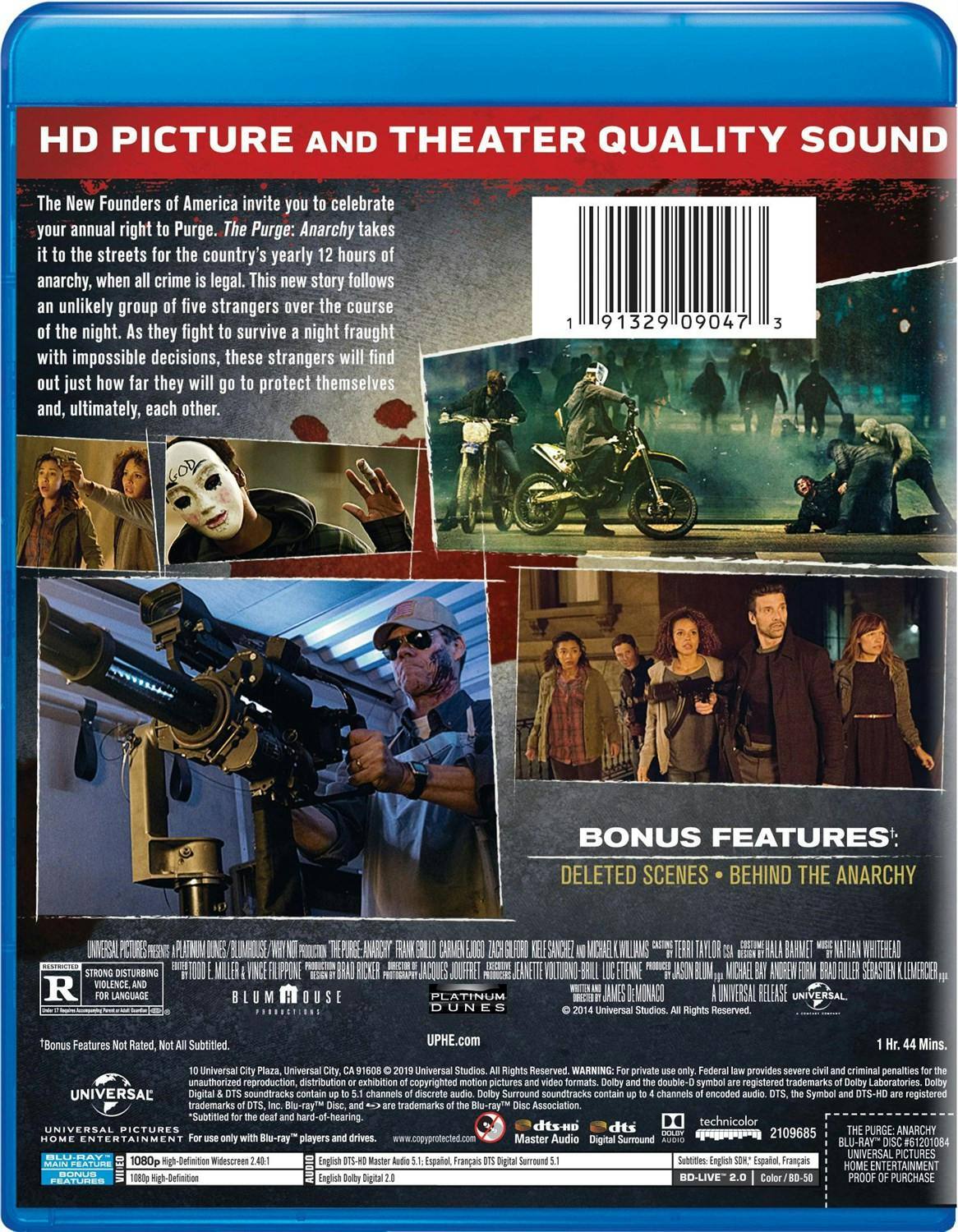 Back. The Purge: Anarchy (Blu-ray New Box Art) [Blu-ray].