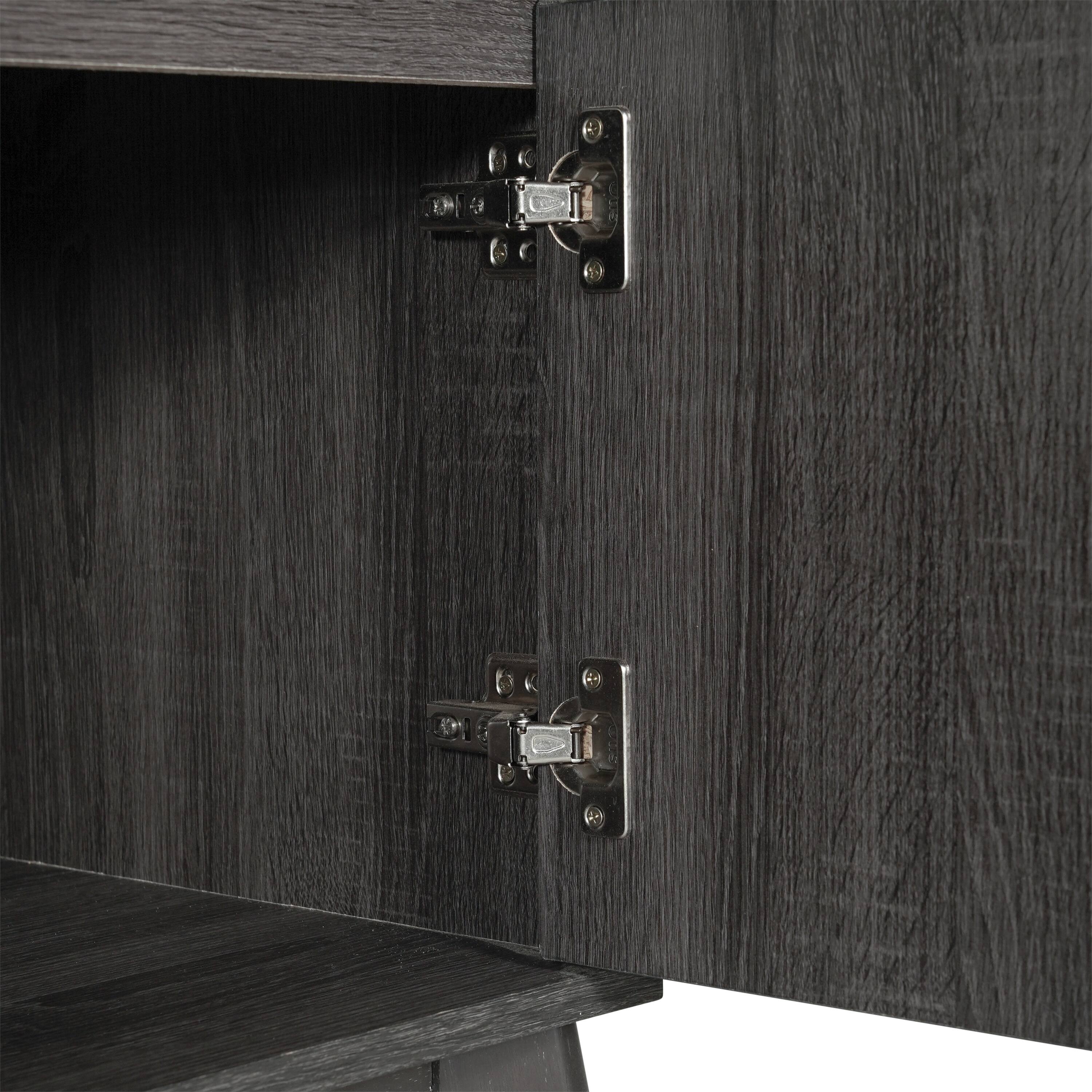 Alt View 9. Emma + Oliver - Beverly Mid-Century Modern Wooden TV Stand with Soft Close Doors, Shelf, Cord Management Hole and Tapered Legs - Black Wash.