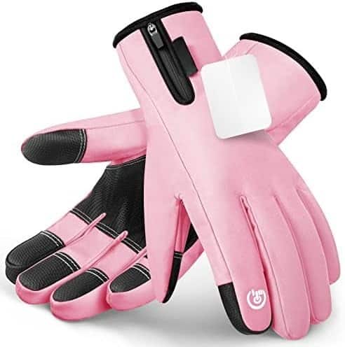 Cozy Serene - Winter Gloves - Men & Women - 3M Premium Insulation - Waterproof - Ski Gloves - Touchscreen Fingers - Pink-Large