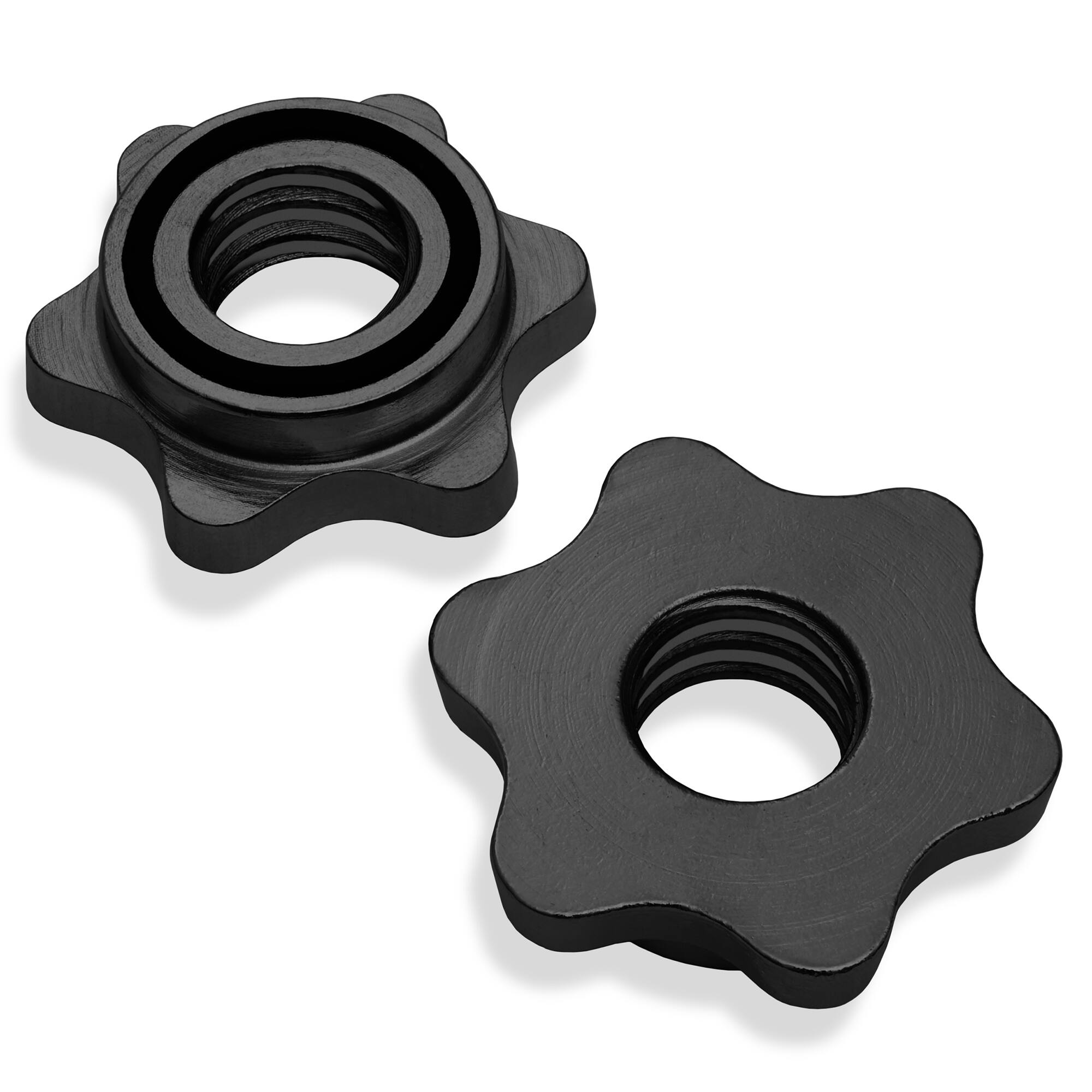 Alt View 2. Philosophy Gym - Standard Barbell, Threaded 1-in Weight Bar with Star Collars - Black.