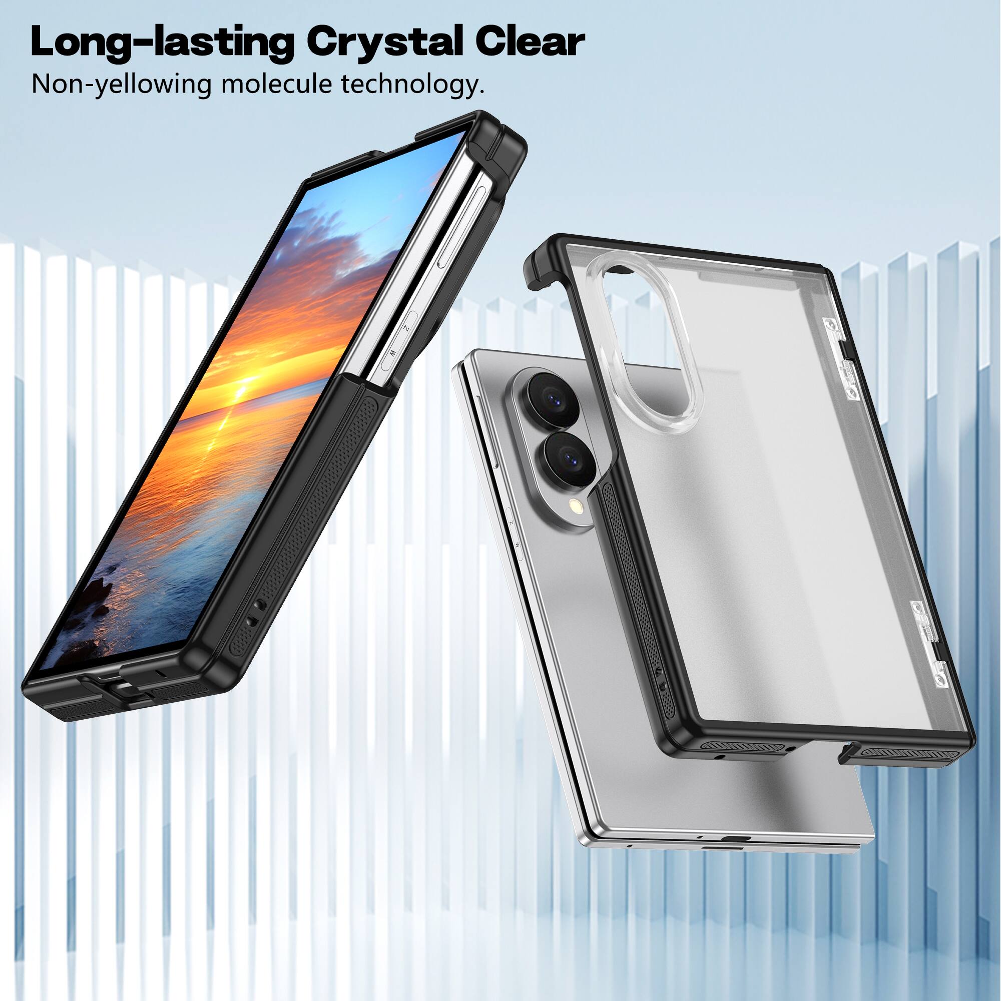 Long-lasting Crystal Clear  
Non-yellowing molecule technology.