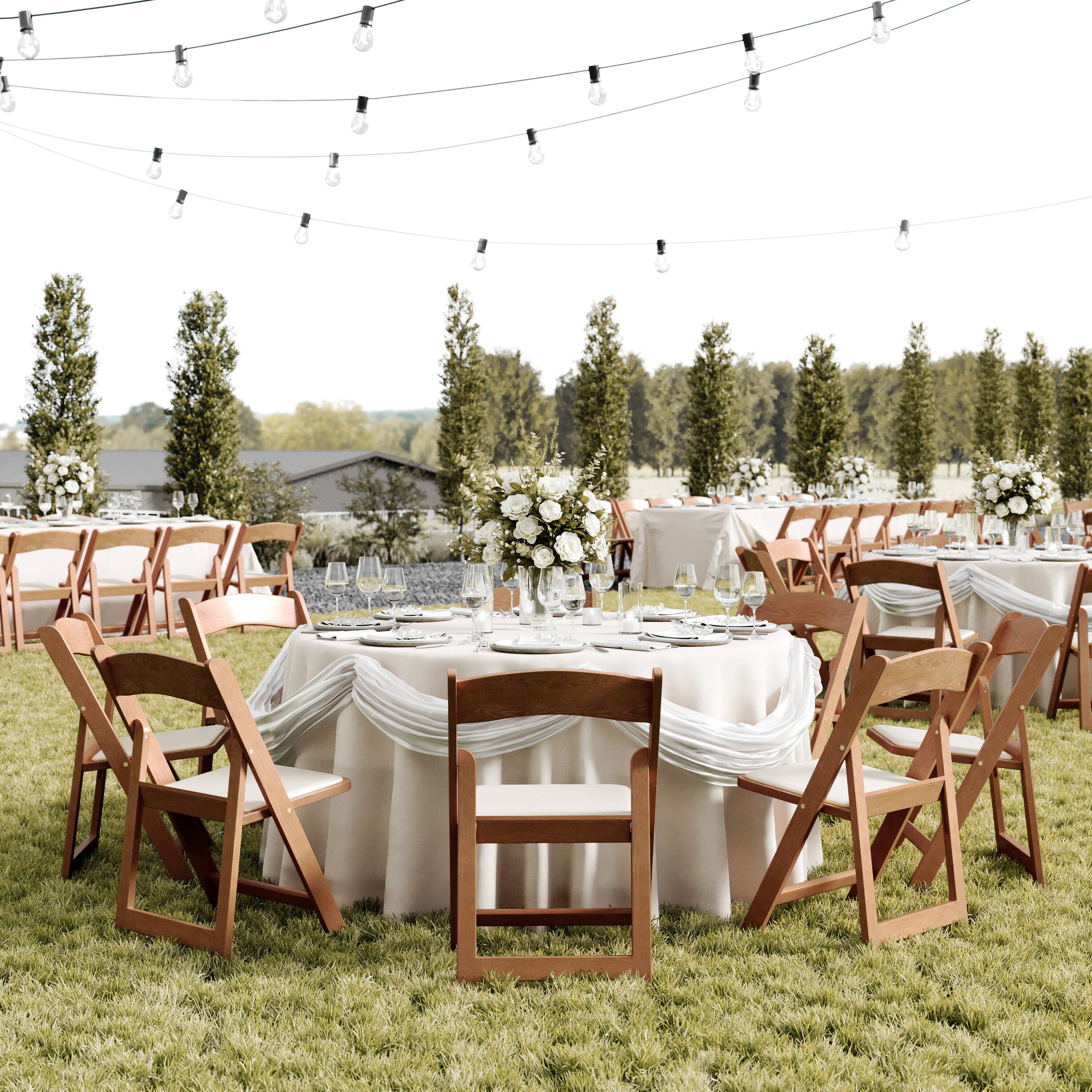 Alt View 2. Flash Furniture - HERCULES 2 Pack Commercial Chestnut Indoor/Outdoor Lightweight Wood Look Resin Folding Event Chair - Brown.