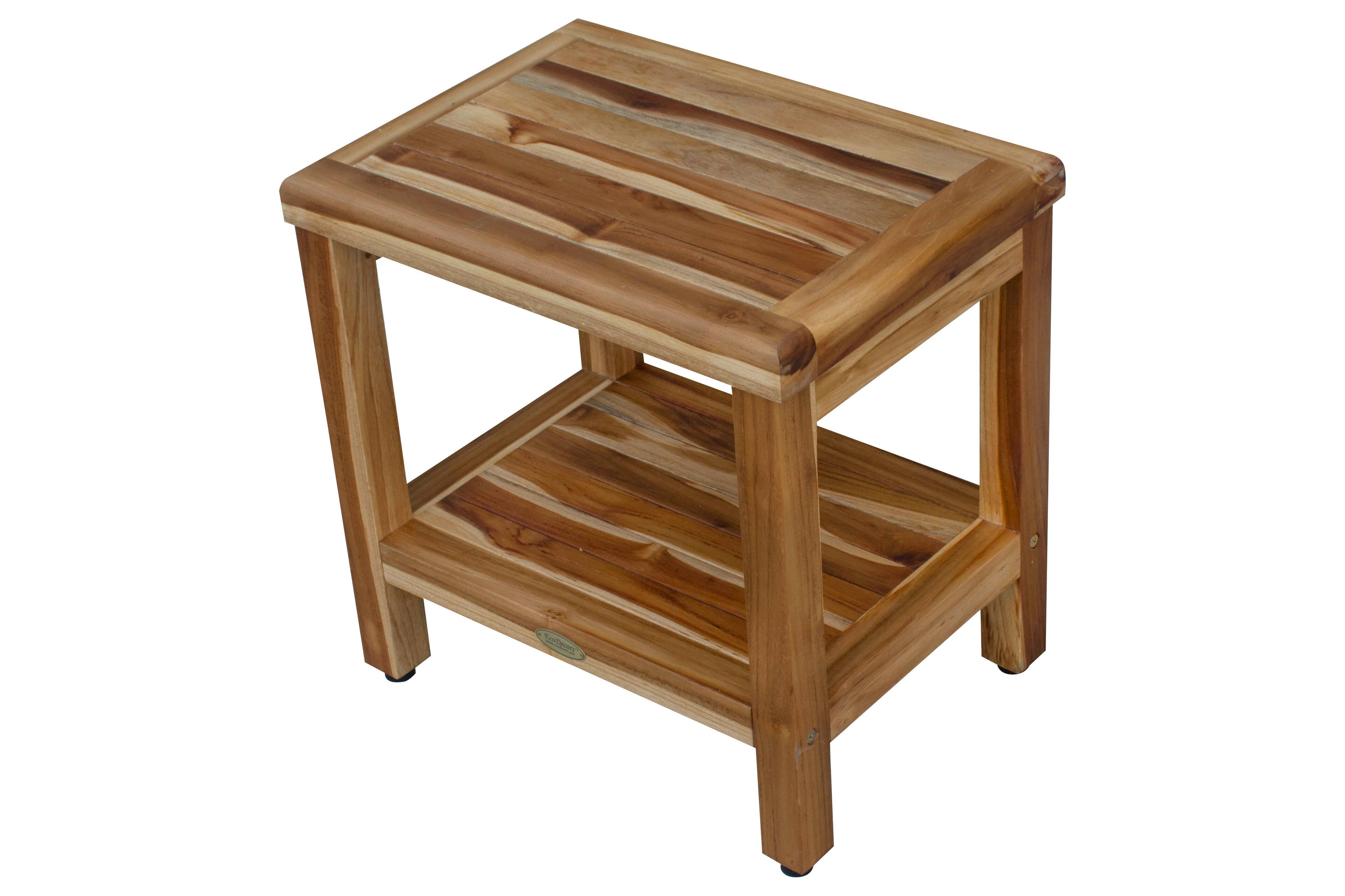 Back. EcoDecors - EcoDecors EarthyTeak Classic 18" Teak Shower Bench With shelf - EarthyTeak.