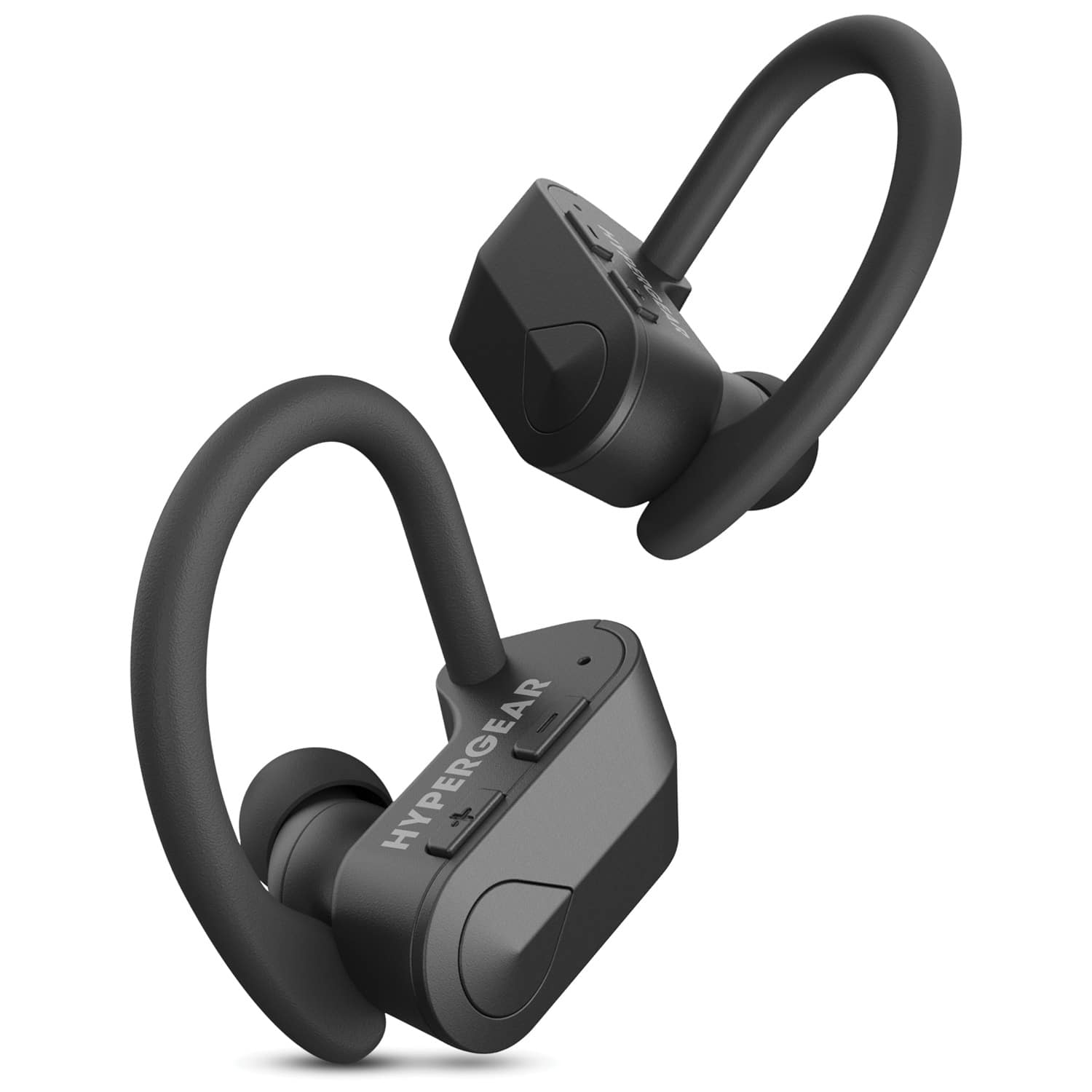 HyperGear - Sport X2 TWS Bluetooth In-Ear Earbuds, Noise-Canceling Mic, Earhooks, Charging Case, 4-Hour Play Time - Black