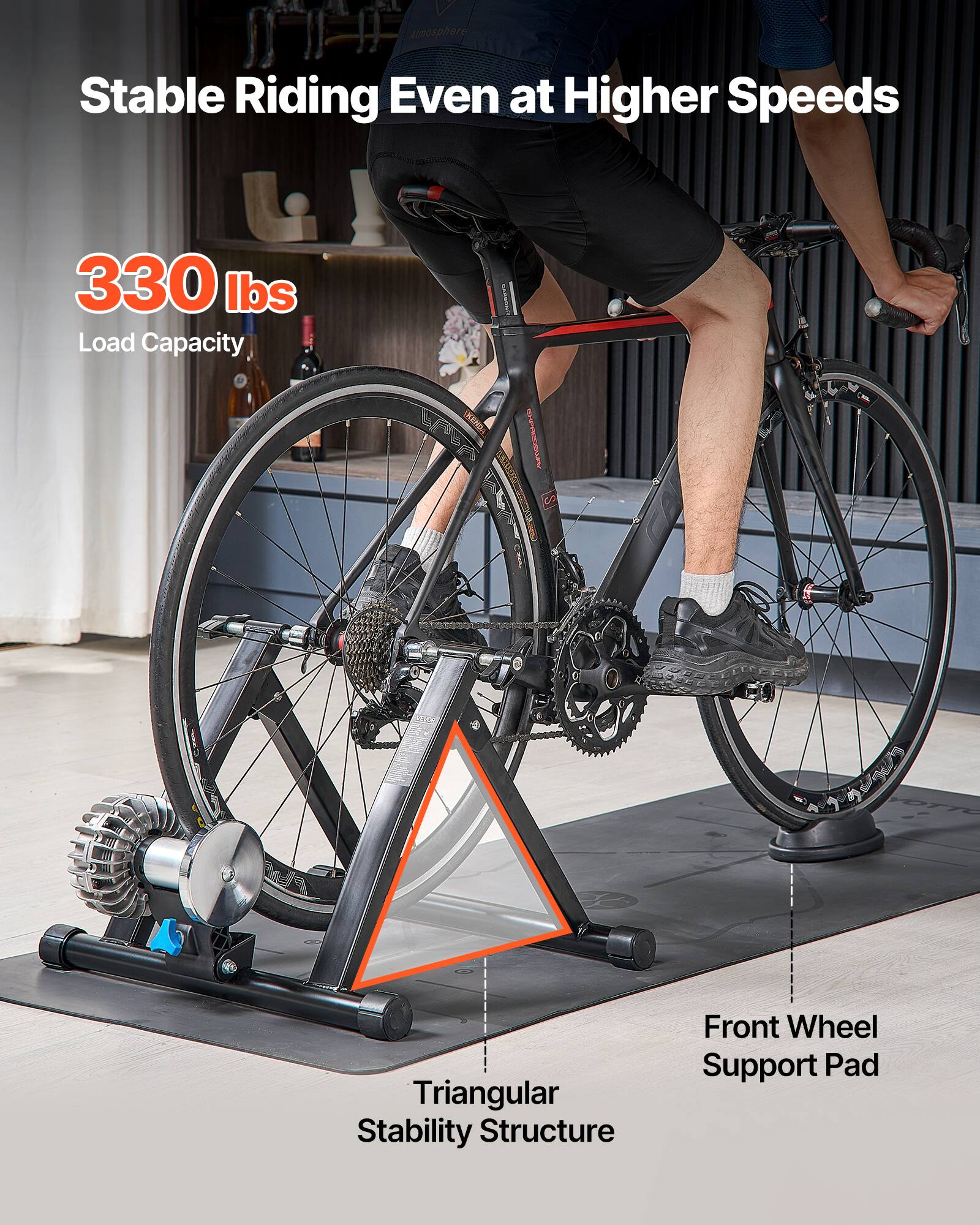 Stable Riding Even at Higher Speeds

330 lbs Load Capacity

Triangular Stability Structure

Front Wheel Support Pad