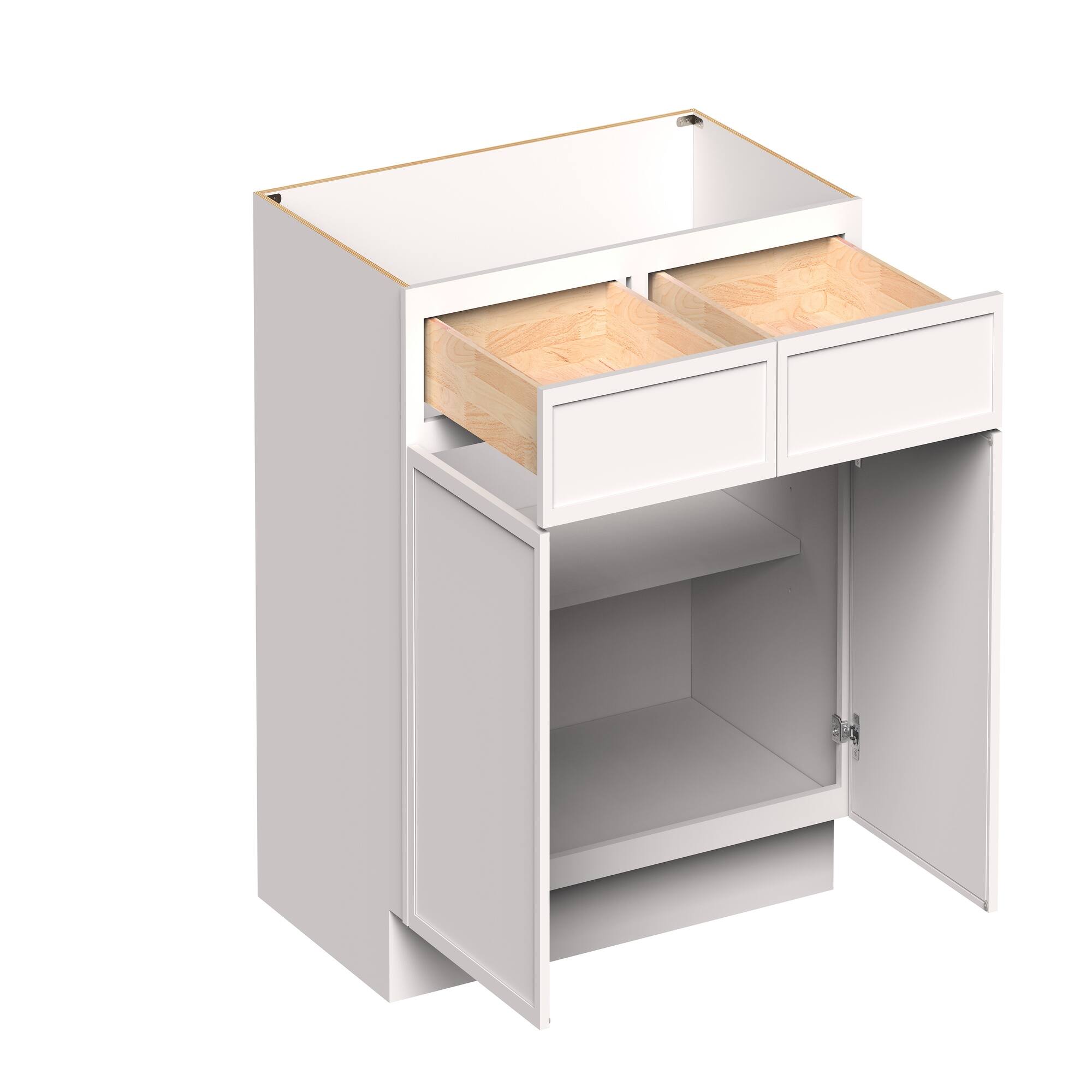 Front. Boyel Living - 39-in W x 34.5-in H x 24-in D Slim Shaker RTA Kitchen Base Cabinet with Soft-Close - Snow White.