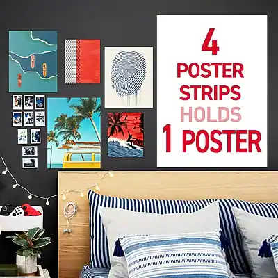 Command Sml Poste Command Small Poster Strips, 4 Strips/Pack, 100 Sets/Pack White ...
