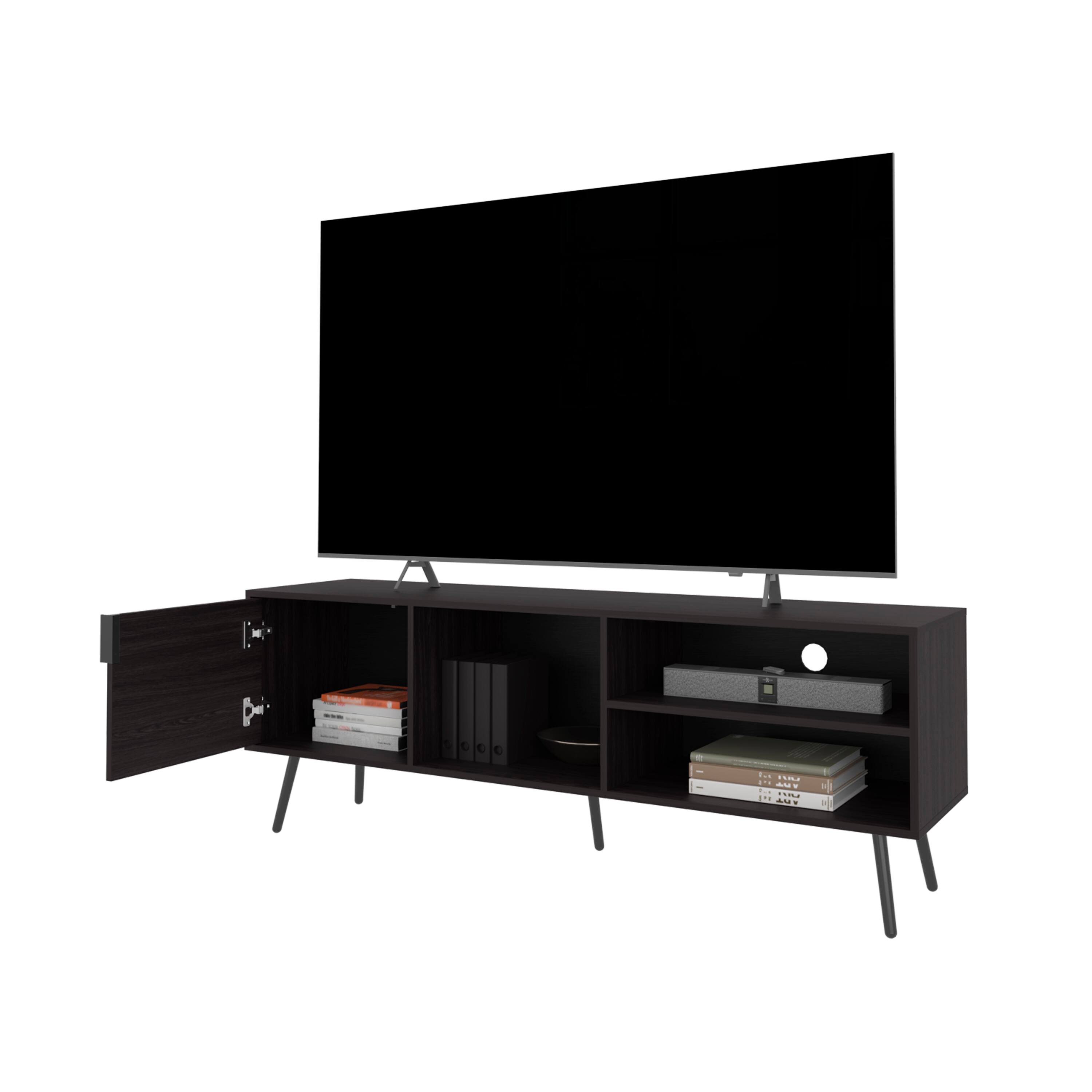 Alt View 1. APRILSOUL - Mescal Tv Stand Multistorage with a Door and Open Storage Wengue - Wenge.