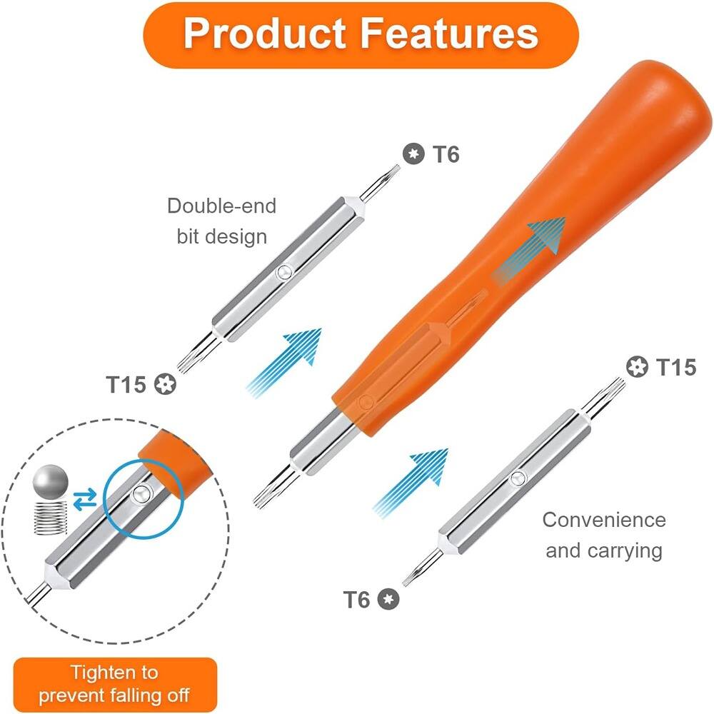 Product Features

- Double-end bit design
- T6
- T15
- Tighten to prevent falling off
- Convenience and carrying
- T15
- T6