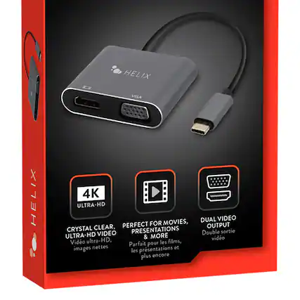 HELIX VGA HELIX 4K ULTRA-HD DUAL VIDEO PERFECT FOR MOVIES, OUTPUT CRYSTAL CLEAR, PRESENTATIONS sortie VIDEO Double ULTRA-HD & MORE vido Vido ultra-HD, Parfait pour les films, images nettes prsentations et les plus encore
4K ULTRA-HD
CRYSTAL CLEAR, ULTRA-HD VIDEO
Video ultra-HD, images nettes
PERFECT FOR MOVIES, PRESENTATIONS & MORE
Parfait pour les films, les présentations et plus encore
DUAL VIDEO OUTPUT
Double sortie vidéo