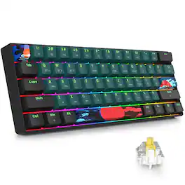 Live At Space - Gt61 60% Mechanical Gaming - 60 Percent Rgb Hot-swappable Wireless 5.0 N-key Rollover 【Hot-swappable】: Hot-swap PCB - Sound wave 61-Gateron Yellow