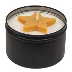 Angle. BreeBe - Apple Pie Moonshine Soy Candle - 8oz. Tin - White, Yellow, Black.
