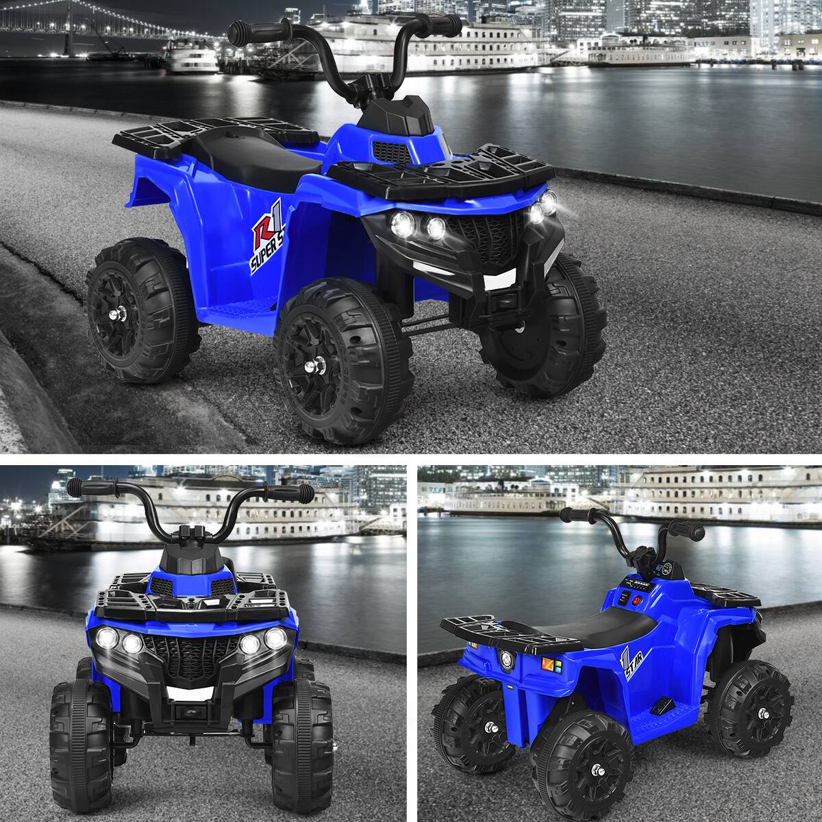 Alt View 3. Gymax - Gymax Kids Ride On Car 6V Battery Powered ATV w/4 Anti-skid Wheels Music Player Blue - Blue.