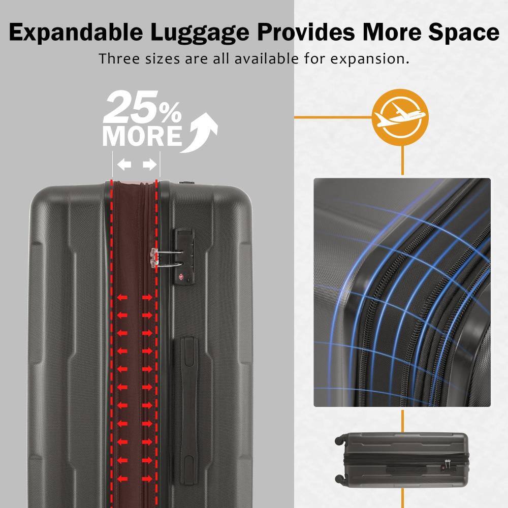 Expandable Luggage Provides More Space  
Three sizes are all available for expansion.  
25% MORE