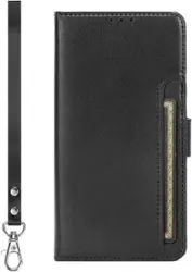 SaharaCase - Indy Series Leather Folio Wallet Case for Samsung Galaxy S25 Ultra - Scorpion Black - Front_Zoom