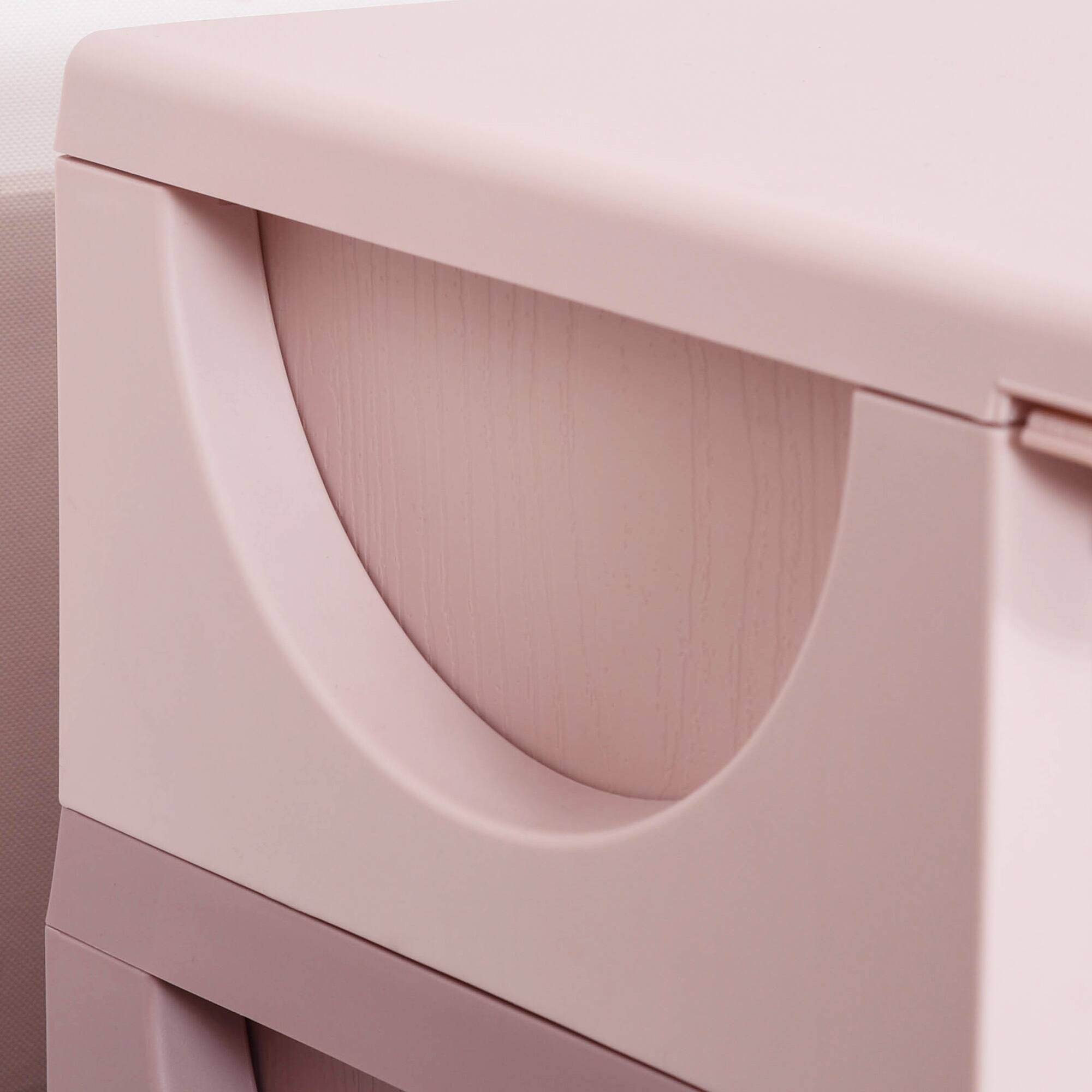 Alt View 4. Qaba - 3 Tier Kids Storage Unit, 3 Drawer Chest Toy Organizer, Plastic Bins, Bedroom, Nursery, Living Room, Toddlers - Pink.