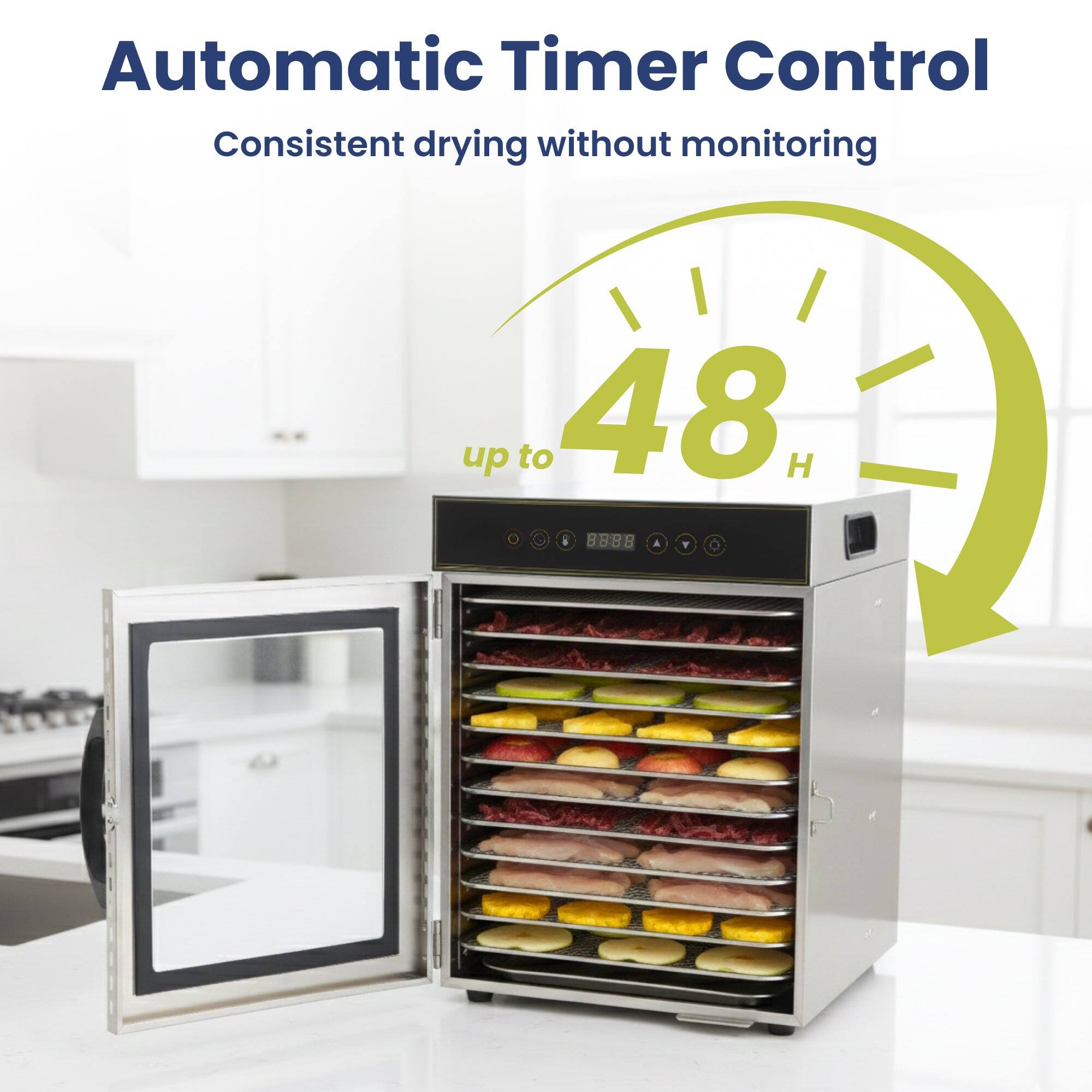 Automatic Timer Control  
Consistent drying without monitoring  
up to 48 H