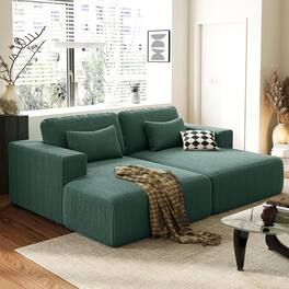 Trinkets Crazed - 86.6" Oversized Double Lounge Chaise, Boneless Lounge Sofa Bed with Pillows - Green